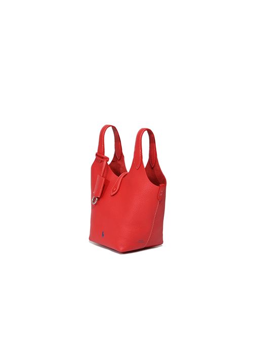Borsa Tote piccola in pelle con ricamo Polo Pony Red POLO RALPH LAUREN | 428944657006